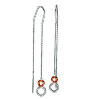 0.1 CT. T.W. Diamond Double Circle Threader Earrings in Sterling Silver and 10K Rose Gold