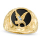 Men's Onyx Eagle and Natural Diamond Accent Signet Ring in Solid 10K Yellow Gold