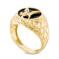 Men's Onyx Eagle and Natural Diamond Accent Signet Ring in Solid 10K Yellow Gold