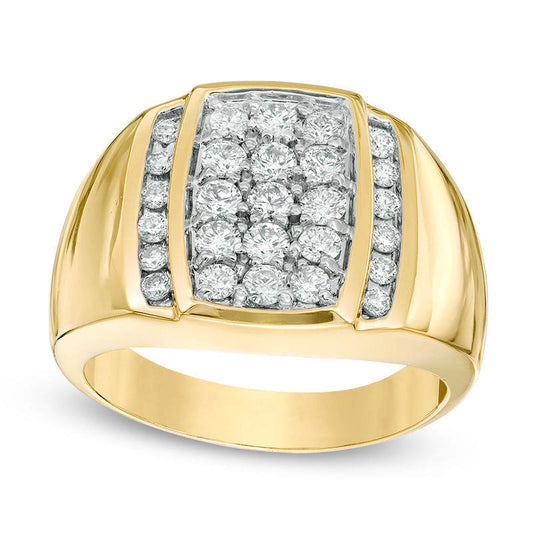 Men's 1.0 CT. T.W. Composite Rectangle Natural Diamond Ring in Solid 10K Yellow Gold