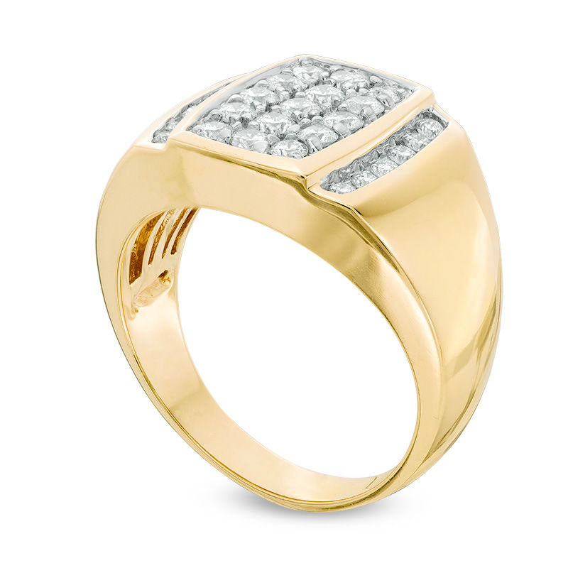 Men's 1.0 CT. T.W. Composite Rectangle Natural Diamond Ring in Solid 10K Yellow Gold