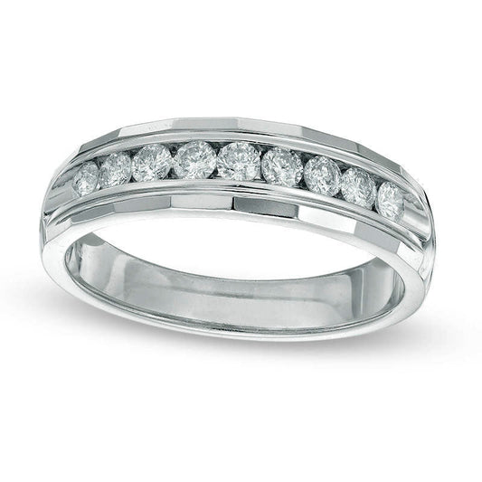Men's 0.50 CT. T.W. Natural Diamond Wedding Band in Solid 14K White Gold