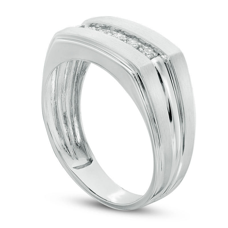 Men's 0.10 CT. T.W. Natural Diamond Five Stone Wedding Ring in Solid 10K White Gold