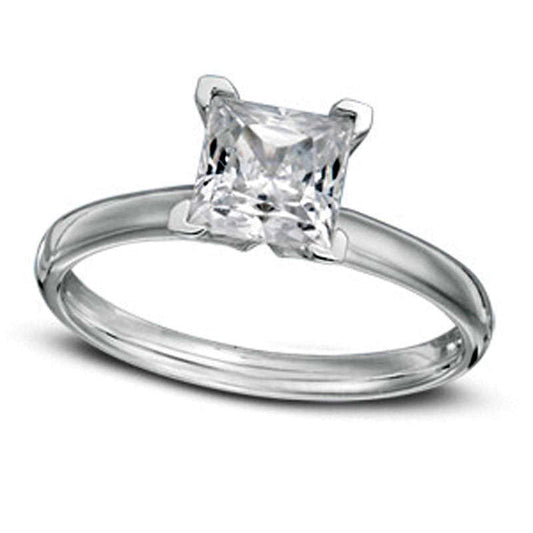 2.0 CT. Princess-Cut Natural Clarity Enhanced Diamond Solitaire Engagement Ring in Solid 14K White Gold (I/SI2)