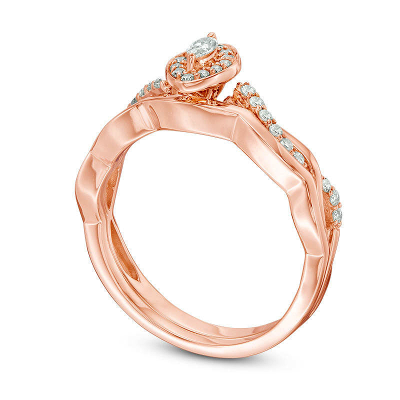 0.25 CT. T.W. Marquise Natural Diamond Frame Twist Bridal Engagement Ring Set in Solid 10K Rose Gold