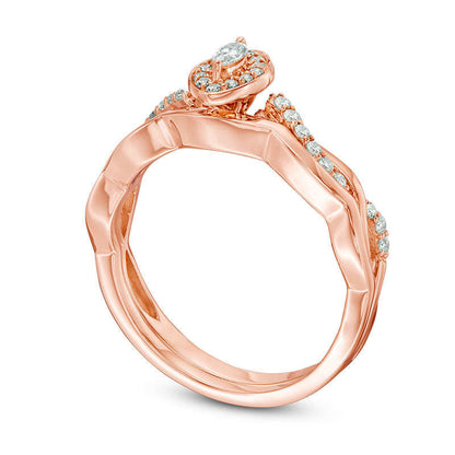 0.25 CT. T.W. Marquise Natural Diamond Frame Twist Bridal Engagement Ring Set in Solid 10K Rose Gold
