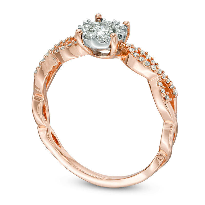 0.38 CT. T.W. Natural Diamond Frame Twist Shank Engagement Ring in Solid 10K Rose Gold