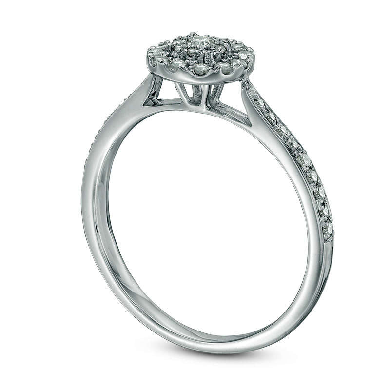 0.33 CT. T.W. Composite Natural Diamond Double Frame Engagement Ring in Solid 10K White Gold
