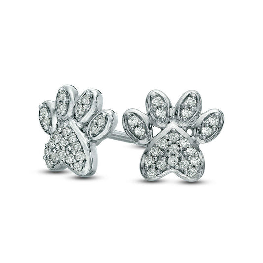 0.1 CT. T.W. Diamond Paw Print Stud Earrings in 10K White Gold