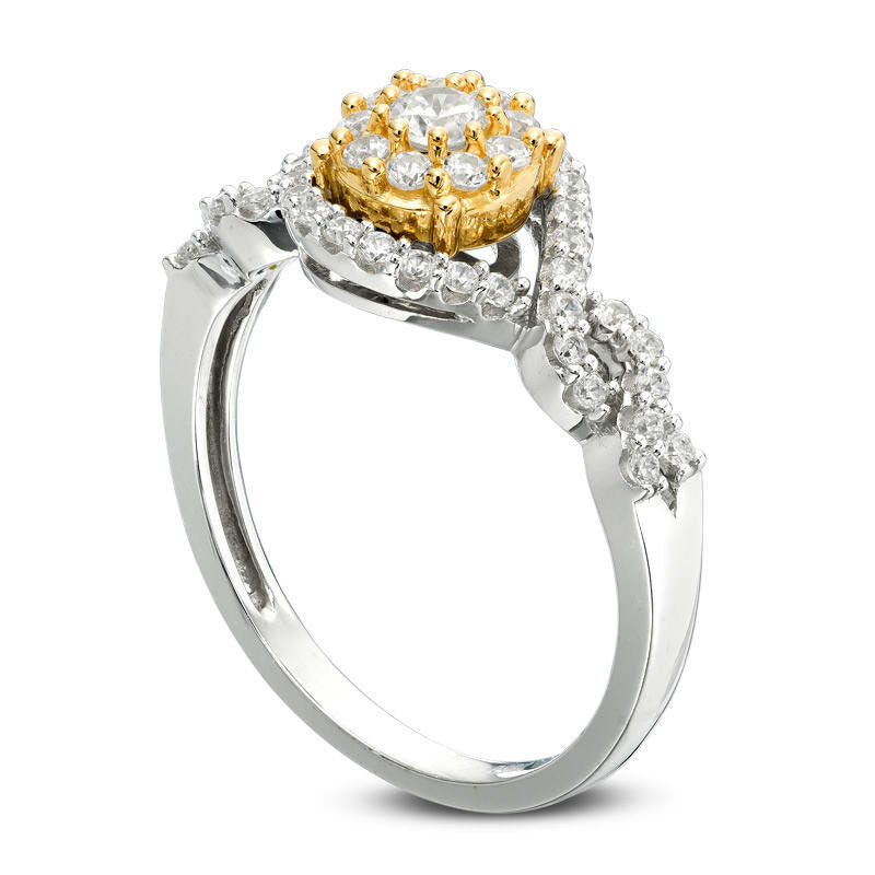 0.50 CT. T.W. Natural Diamond Frame Twist Engagement Ring in Solid 10K Two-Tone Gold