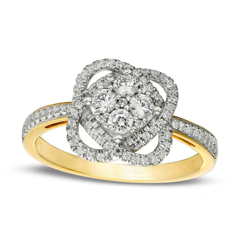 0.50 CT. T.W. Quad Natural Diamond Orbit Frame Engagement Ring in Solid 10K Yellow Gold