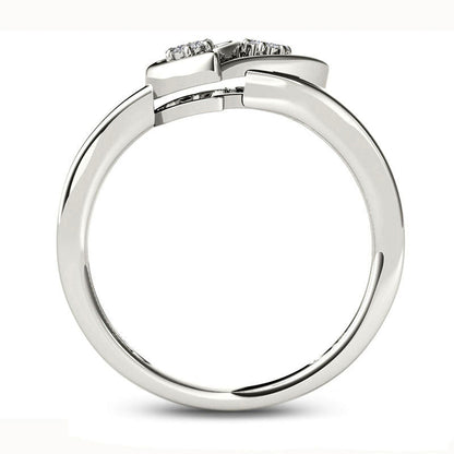 0.05 CT. T.W. Natural Diamond Double Heart Ring in Solid 10K White Gold
