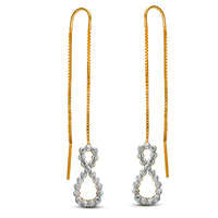 0.1 CT. T.W. Diamond Vertical Infinity Threader Earrings in Sterling Silver with 14K Gold Plate