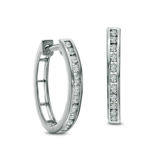 0.33 CT. T.W. Diamond Hoop Earrings in 10K White Gold