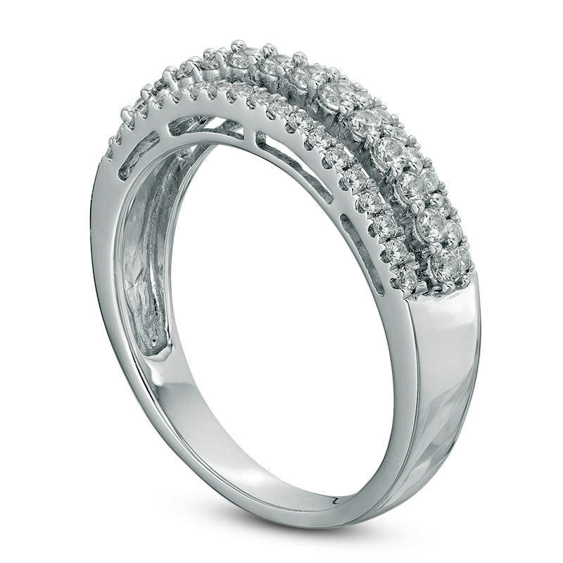 0.50 CT. T.W. Natural Diamond Triple Row Wedding Band in Solid 10K White Gold