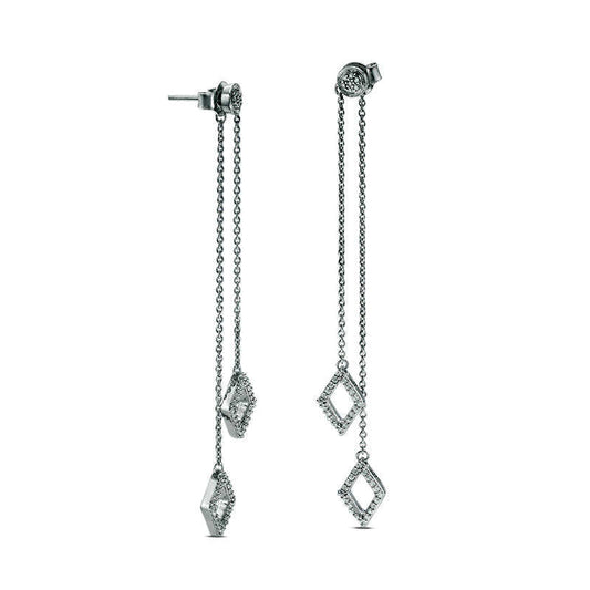 0.25 CT. T.W. Diamond Two Strand Kite Shaped Drop Earrings in 10K White Gold