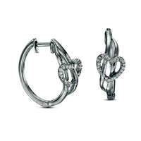 0.1 CT. T.W. Diamond Heart Woven Hoop Earrings in Sterling Silver