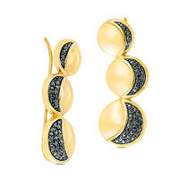 0.25 CT. T.W. Enhanced Black Diamond Three Moon Crawler Earrings in Sterling Silver and 14K Gold Plate