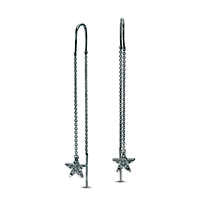 0.1 CT. T.W. Diamond Star Threader Earrings in Sterling Silver