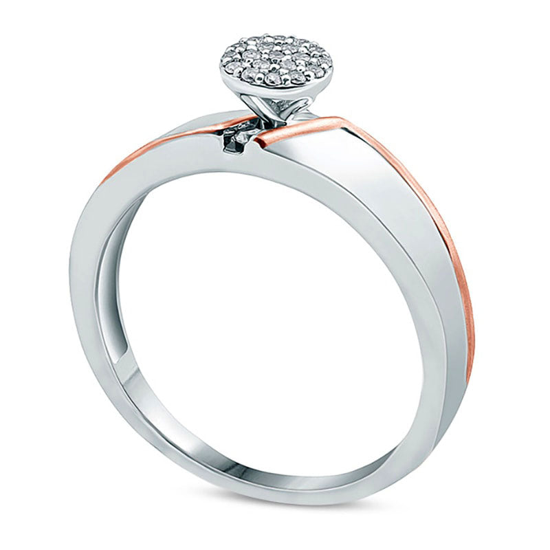 0.13 CT. T.W. Composite Natural Diamond Slant Bypass Stripe Engagement Ring in Solid 10K Two-Tone Gold