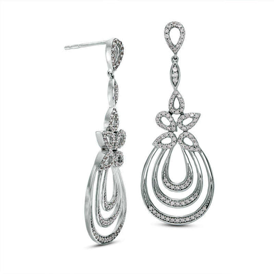0.5 CT. T.W. Diamond Cascading Teardrop Earrings in 10K White Gold