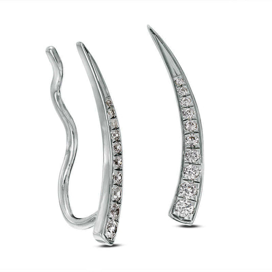 0.25 CT. T.W. Diamond Tapered Curve Crawler Earrings in 10K White Gold