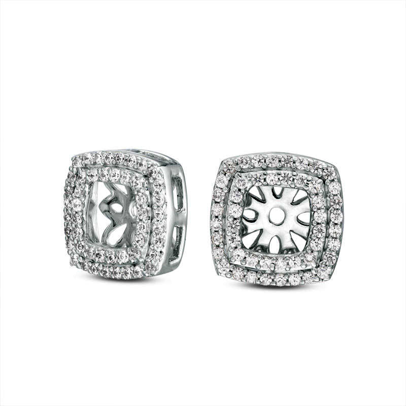 0.38 CT. T.W. Diamond Tilted Square Frame Earring Jackets in 10K White Gold