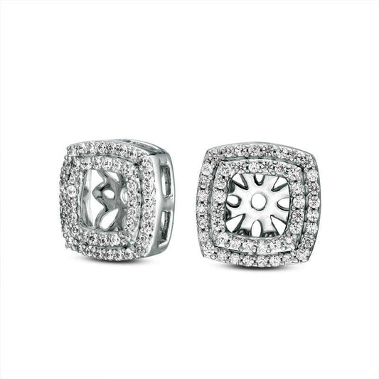 0.38 CT. T.W. Diamond Tilted Square Frame Earring Jackets in 10K White Gold