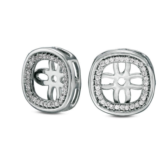 0.17 CT. T.W. Diamond Cushion Frame Earring Jackets in 10K White Gold