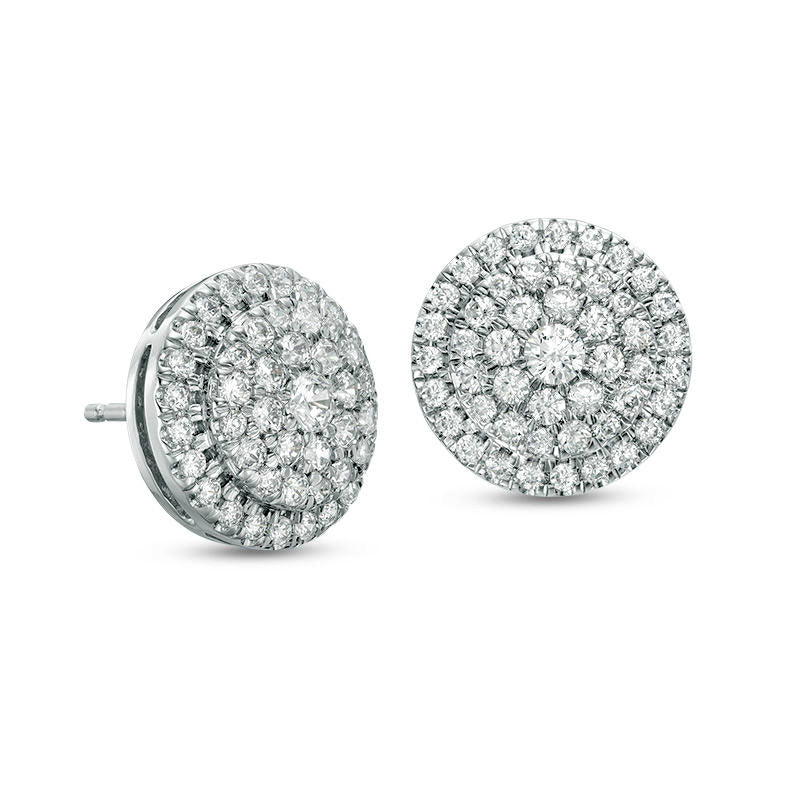 1 CT. T.W. Diamond Frame Stud Earrings in 10K White Gold