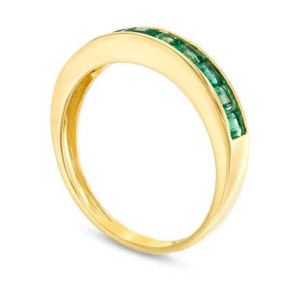 Princess-Cut Emerald Channel-Set Band in Solid 14K Gold