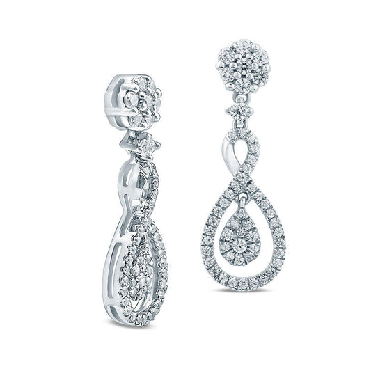 0.5 CT. T.W. Composite Diamond Infinity Loop Drop Earrings in 10K White Gold