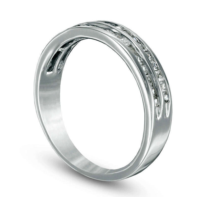 0.50 CT. T.W. Princess-Cut Natural Diamond Double Row Wedding Band in Solid 10K White Gold
