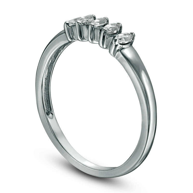 0.25 CT. T.W. Marquise Natural Diamond Five Stone Wedding Band in Solid 10K White Gold