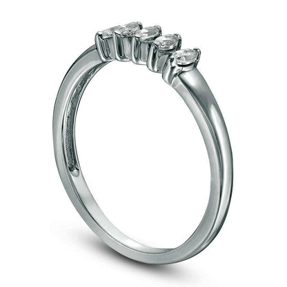 0.25 CT. T.W. Marquise Natural Diamond Five Stone Wedding Band in Solid 10K White Gold