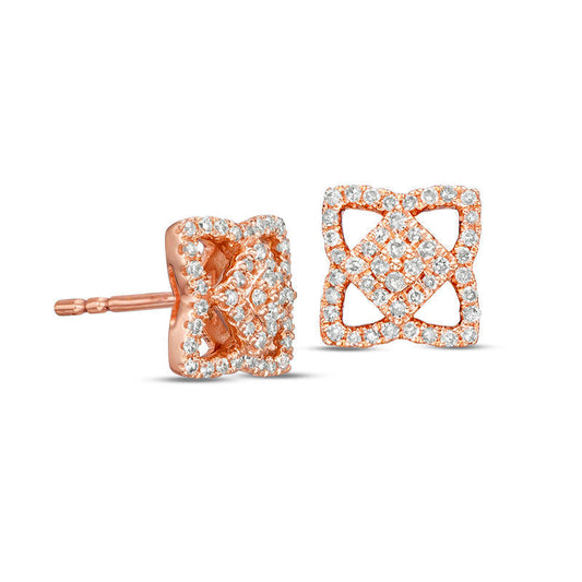 0.25 CT. T.W. Diamond Lotus Stud Earrings in 10K Rose Gold