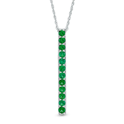 Lab-Created Emerald Linear Pendant in Sterling Silver