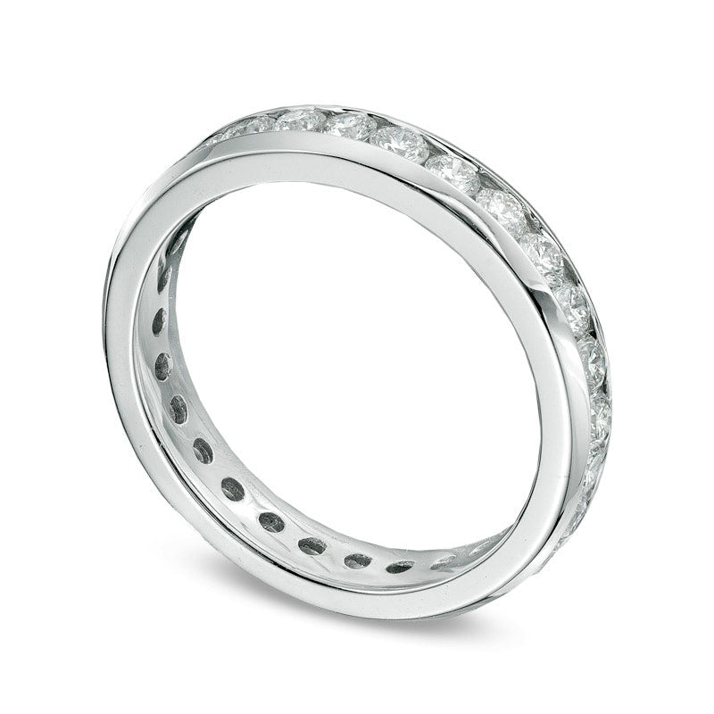 1.0 CT. T.W. Natural Diamond Eternity Channel Set Wedding Band in Solid 14K White Gold