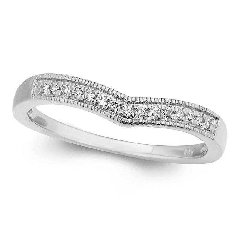 0.10 CT. T.W. Natural Diamond Contour Wedding Band in Sterling Silver