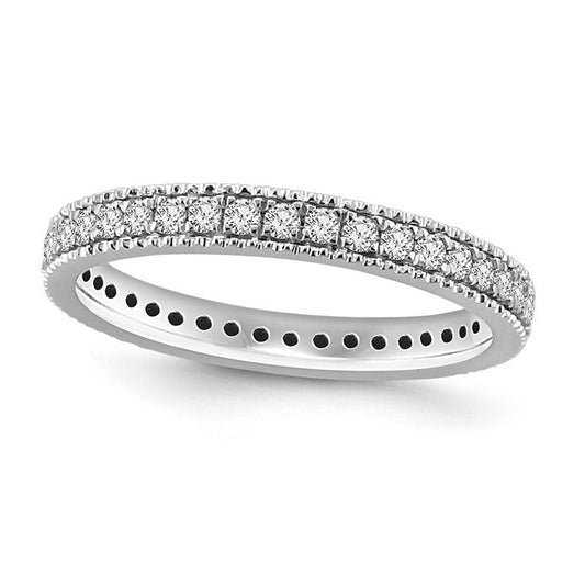 0.50 CT. T.W. Natural Diamond Antique Vintage-Style Eternity Wedding Band in Solid 14K White Gold