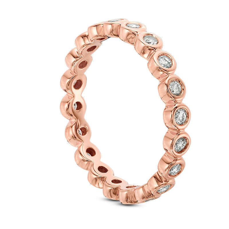 0.50 CT. T.W. Natural Diamond Bezel-Set Eternity Band in Solid 14K Rose Gold