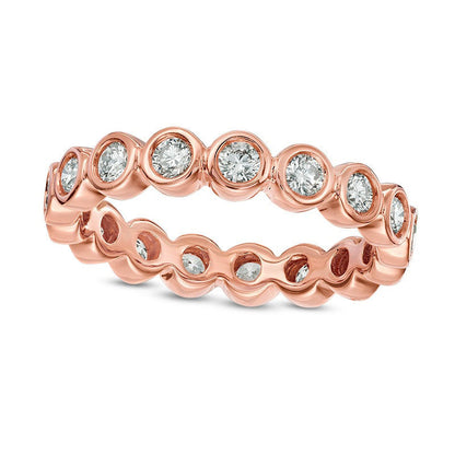1.0 CT. T.W. Natural Diamond Bezel-Set Eternity Band in Solid 14K Rose Gold