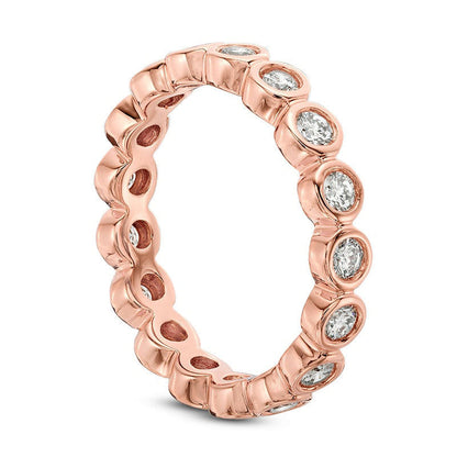 1.0 CT. T.W. Natural Diamond Bezel-Set Eternity Band in Solid 14K Rose Gold