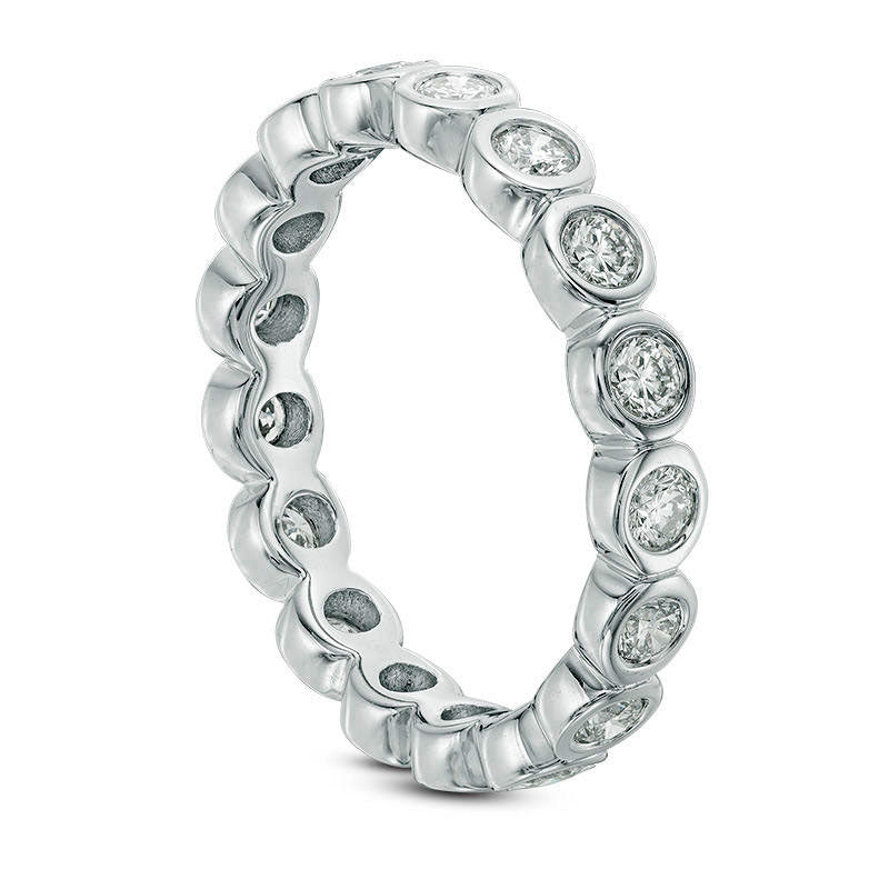 1.0 CT. T.W. Natural Diamond Bezel-Set Eternity Band in Solid 14K White Gold
