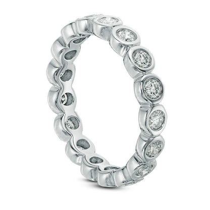 1.0 CT. T.W. Natural Diamond Bezel-Set Eternity Band in Solid 14K White Gold