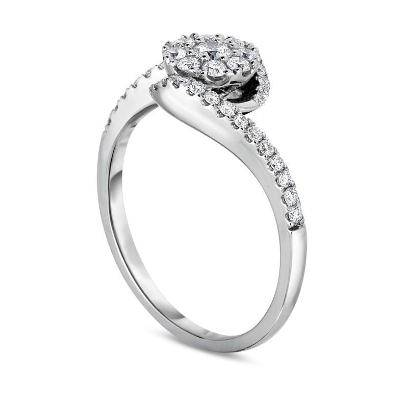 0.50 CT. T.W. Composite Natural Diamond Bypass Engagement Ring in Solid 10K White Gold