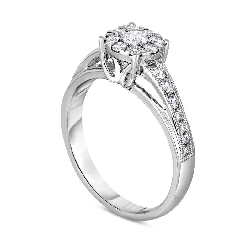 0.50 CT. T.W. Natural Diamond Frame Antique Vintage-Style Engagement Ring in Solid 10K White Gold