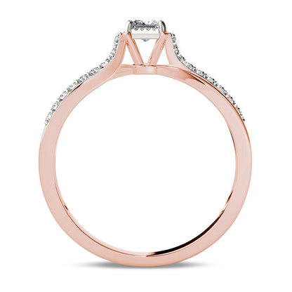 0.25 CT. T.W. Princess-Cut Natural Diamond Split Shank Engagement Ring in Solid 14K Rose Gold
