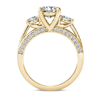 1.75 CT. T.W. Natural Diamond Three Stone Engagement Ring in Solid 14K Gold