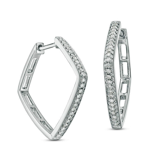 0.25 CT. T.W. Diamond Square-Shaped Hoop Earrings in 10K White Gold